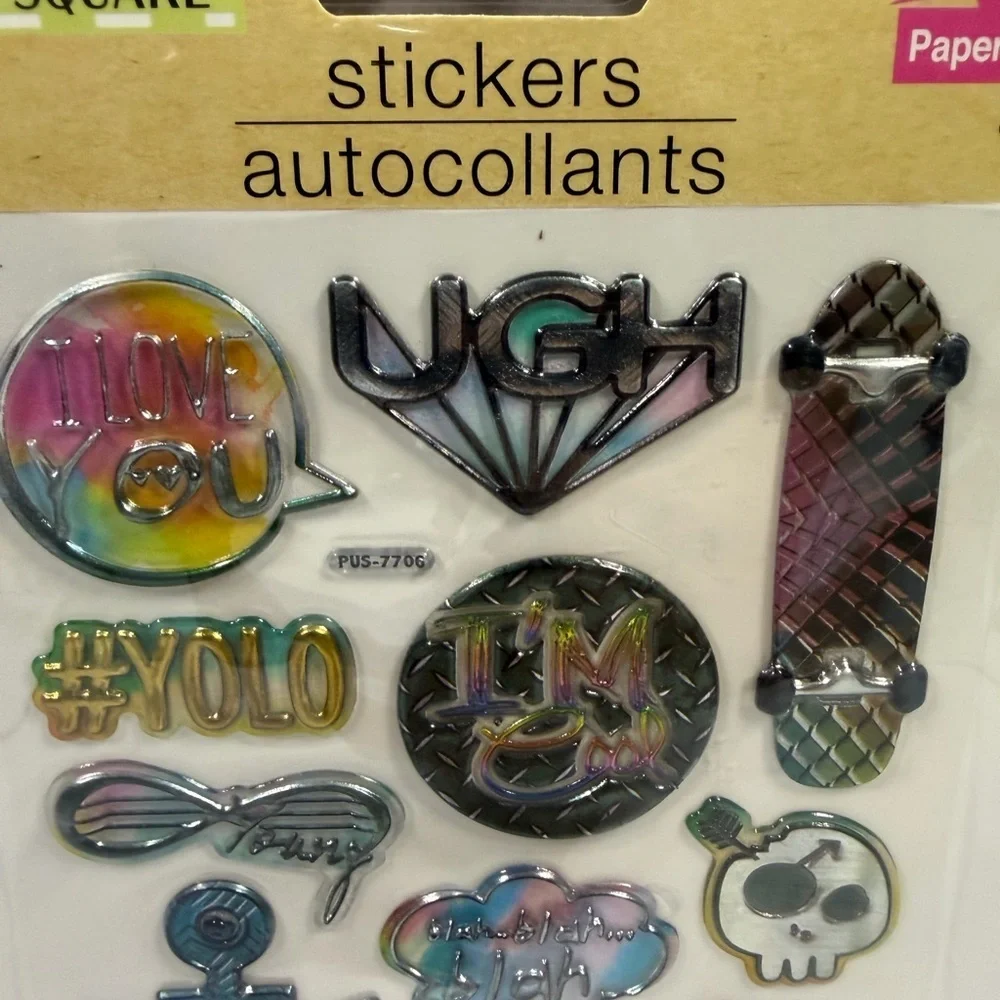 🩷5/$10 Crafter's Square Puffy Sticker Pack - Holographic Multi-Color